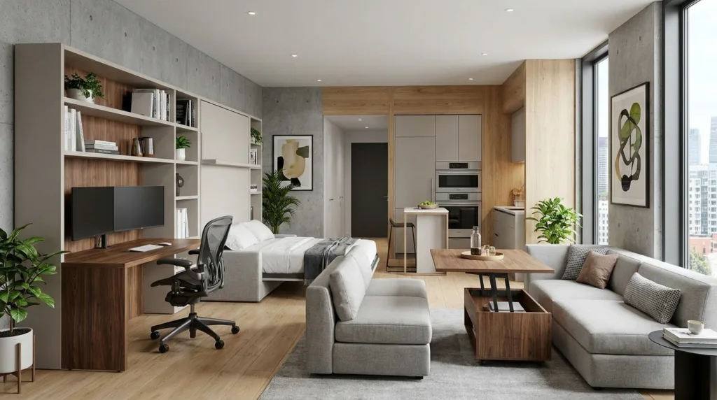 Apartment interior with home office 202605251150