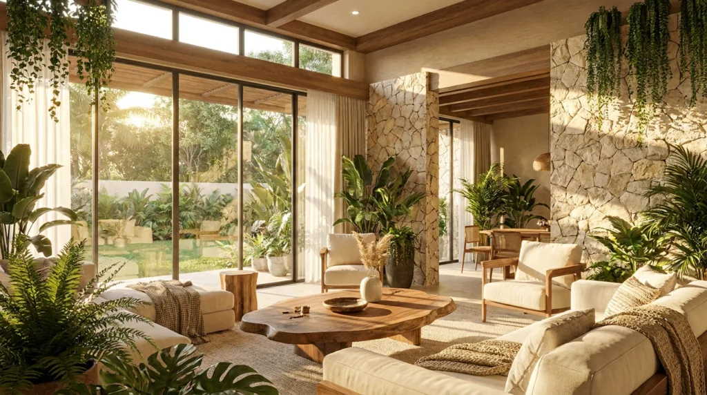 Living room with indoor plants 202605251046